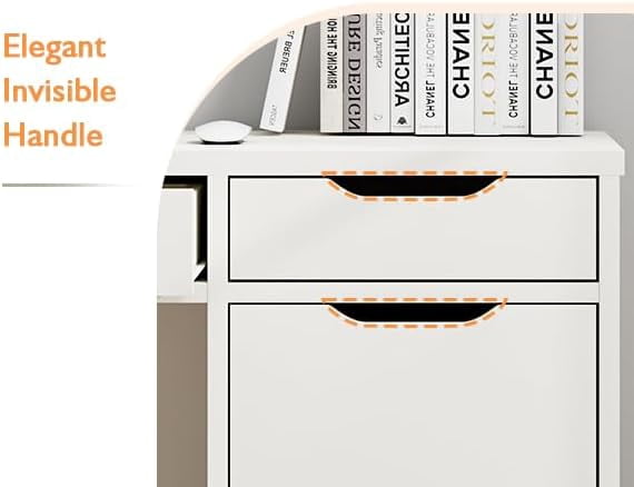 DreamCurship 48 inch Computer Desk with 4 File Drawers, Study Desk with Filing Cabinet and Storage, Home Office Desk for Work and Study, Writing Desk for Small Space, Brown
