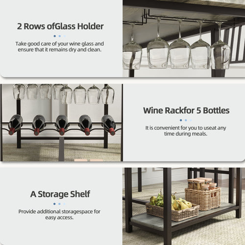 4 Ever Winner 1 Piece Modern Storage Dining Table with Bench and Chair Gray
