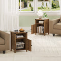 4 Ever Winner Farmhouse Barn Door Rustic Dark Oak Storage Nightstands 2-Pack