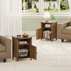 4 Ever Winner Farmhouse Barn Door Rustic Dark Oak Storage Nightstands 2-Pack