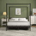 4 EVER WINNER Twin /Full/Queen/KIng Size Bed Frame, Upholstered Bed Frame with Headboard, No Box Spring Required, Easy AssemblyBEAX490-QTPbed-BlackQuenn-ZYBE490