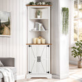 4 EVER WINNER Tall Farmhouse Free Standing Wood Corner Cabinet, White