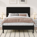 4 EVER WINNER Full Platform Bed Frame, Horizontal Stitched Black Velvet Headboard, Heavy-Duty Slat Support, Noise-Free Mattress Foundation, No Box Spring