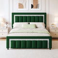 4 EVER WINNER Full Bed Frame with Headboard, Velvet Upholstered Platform Bed Frame Full Size with Diamond Headboard & Footboard, Wooden Slats Support, No Box Spring Required, Easy Assembly, Green