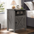 4 EVER WINNER Farmhouse Nightstand, End Table for Bedroom Living Room, Side Table, Grey Wash
