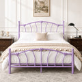 4 EVER WINNER Queen Size Metal Platform Bed Frame with Heart-Shaped Decorative Headboard and Footboard, 12.2" Under bed Storage Space, Purple