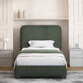 4 EVER WINNER Twin Size Bed Frame, Boucle Upholstered Bed Frame with Headboard, No Box Spring Required, Easy Assembly, Green