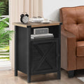 Farmhouse Nightstand Set of 2, Rustic End Table with Storage Cabinet and Shelf, End Table Set of 2 for Bedroom Living Room, Wood Night Stand Side Table, Black
