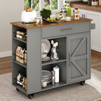 Kitchen Island on Wheels with Storage, Rolling Kitchen Cart with Spice Rack, Towel Rack, Open Shelves & Drawer, Portable Kitchen Island for Home, Grey