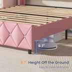 DreamCurship King Size Bed Frame, Pink King Bed Frame with Headboard and Footboard, Modern Upholstered Bed Frame, Pink