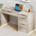 4 EVER WINNER Wooden Computer Desk with Drawers, Compact Study Writing Workstation for Small Spaces, Multipurpose Home Office Desk Suitable for BedroomTAAX041-52cscdnz-White and Walnut-ZYTA041