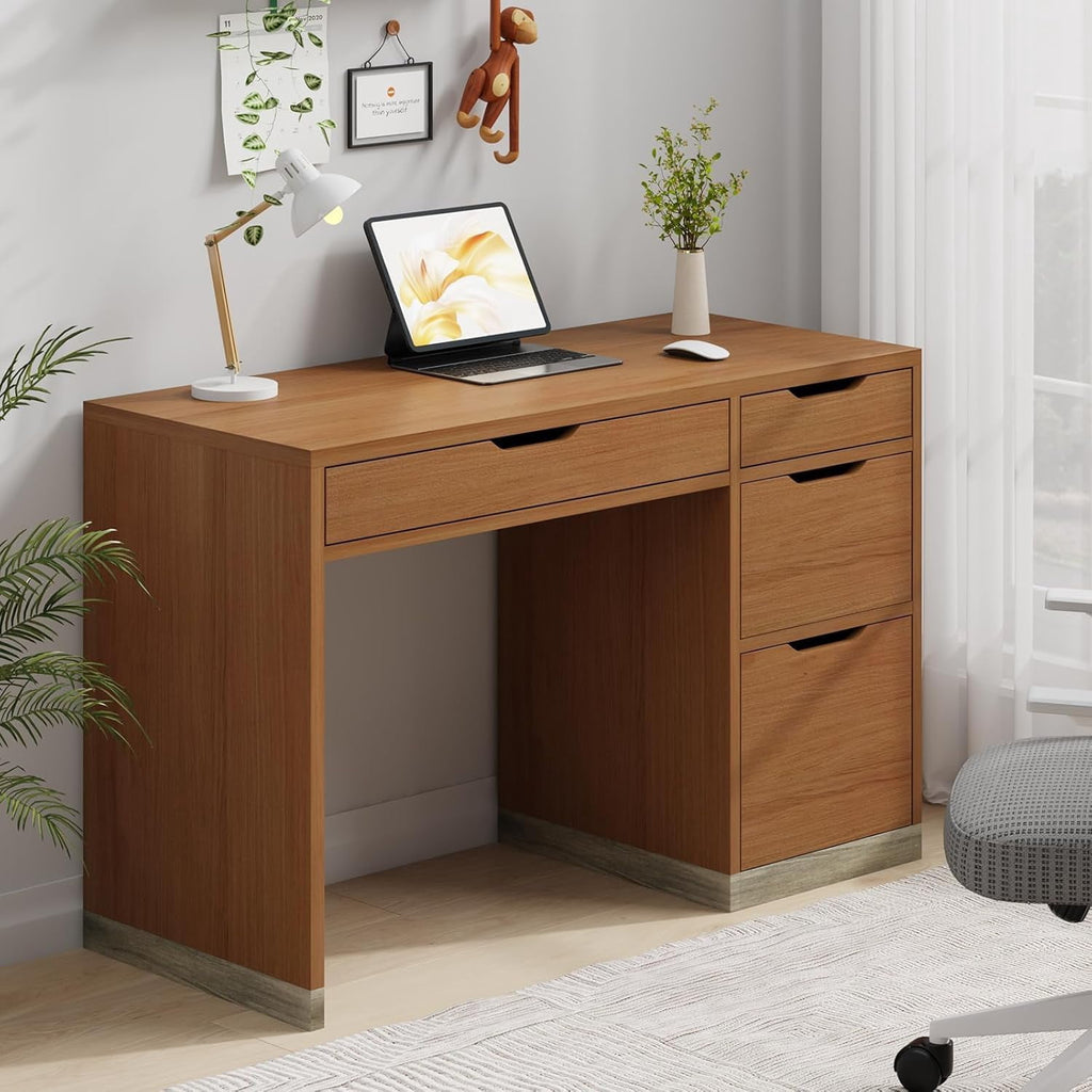 DreamCurship 48¡± Computer Desk with 4 Drawers, Home Office Desk for Work and Study, Writing Desk for Small Space, White