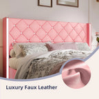 DreamCurship Full Size Bed Frame, Pink Bed Frame with Headboard and Footboard, Modern Upholstered Bed Frame, Pink