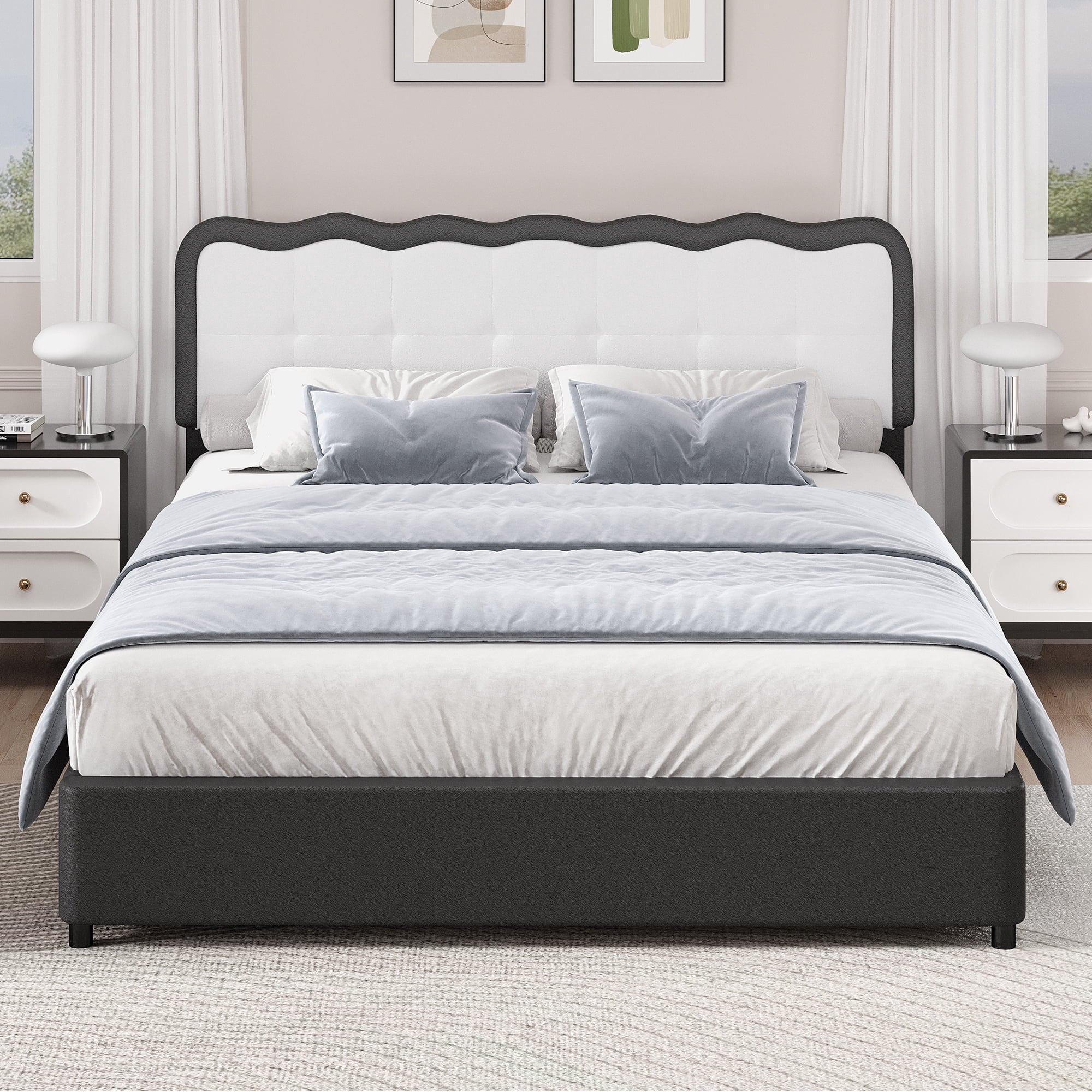 4 EVER WINNER Twin /Full/Queen/KIng Size Bed Frame, Upholstered Bed Frame with Headboard, No Box Spring Required, Easy AssemblyBEAX645-CloudePSbed-BF