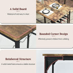 Catrimown Dining Table Set for 4 with Bench, 55 Inch Kitchen Set with Wine Rack, Glass Holder & Storage Shelves, Space Saving Dining Furniture for Home Apartment, Rustic Brown