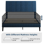 4 EVER WINNER Full Size Upholstered Platform Bed Frame with Headboard, Blue Full Bed Frame, No Box Spring Needed, Blue