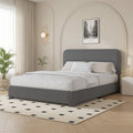 4 Ever Winner Full Size Boucle Upholstered Bed Frame with Headboard, Dark Gray