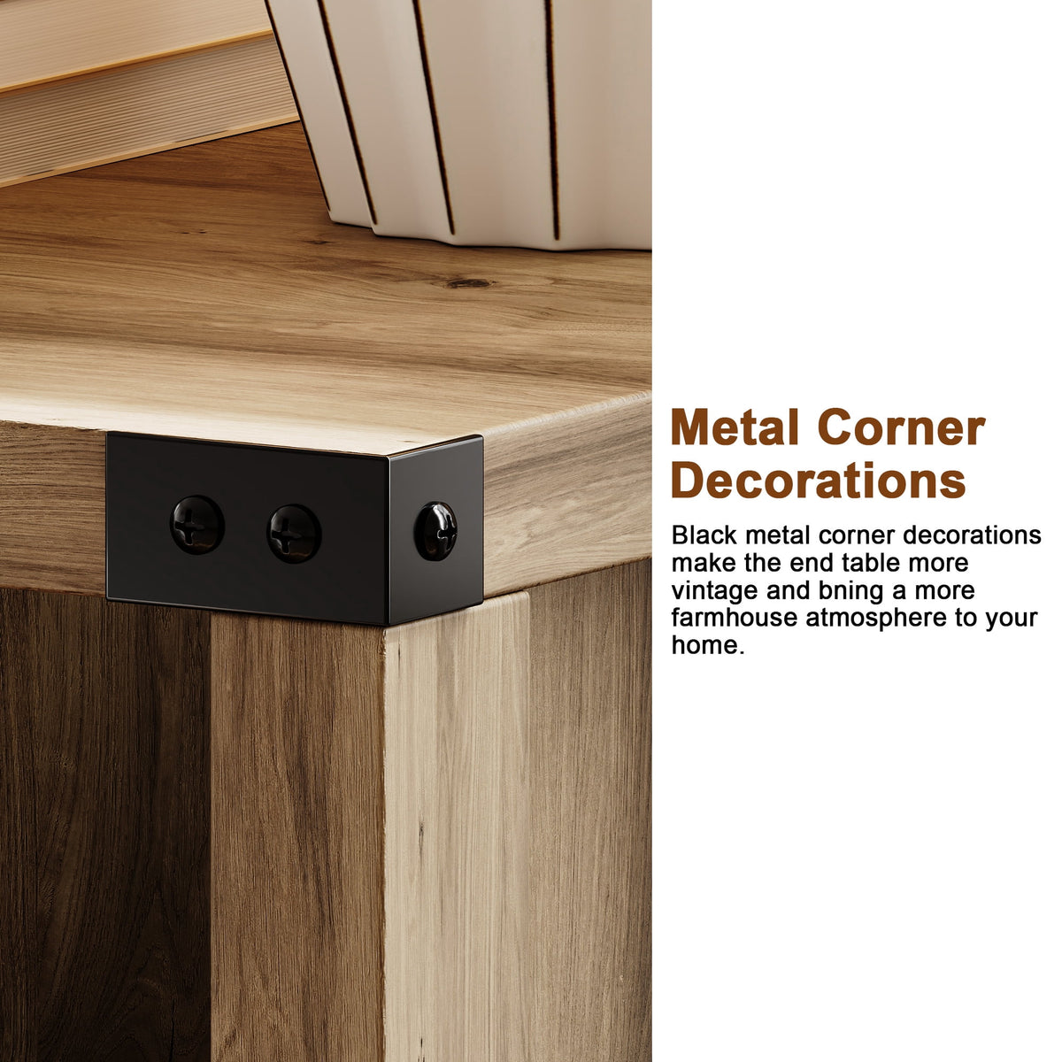 4 Ever Winner Farmhouse Barn Door Rustic Dark Oak Storage Nightstands 2-Pack