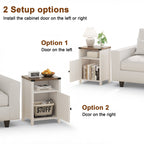 4 EVER WINNER Farmhouse 2-Pack Barn Door Side Tables, Cream White Storage End Tables, Cozy Bedside Tables for Bedroom & Living Room