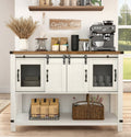 4 EVER WINNER 47" Farmhouse Coffee Bar Cabinet with Storage, Buffet Cabinet Sideboard Storage Cabinet, White