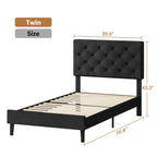 4 Ever WinnerTwin Size Upholstered Platform Bed Frame with Headboard, Black