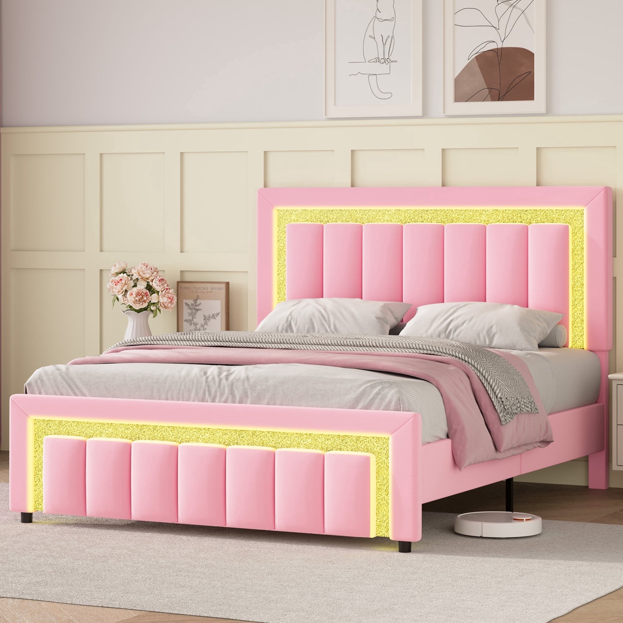 4 EVER WINNER Twin /Full/Queen/KIng Size Bed Frame, Upholstered Bed Frame with Headboard, No Box Spring Required, Easy AssemblyBEAX818-30TWXZP-PQUEEN-ZYBE818