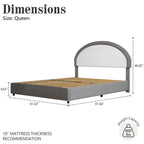 4 EVER WINNER Queen Size Bed Frame, Upholstered Bed Frame with Headboard, Modern Boucle Bed Frame, Grey