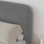 4 EVER WINNER Full Size Bed Frame, Boucle Upholstered Bed Frame with Headboard, No Box Spring Required, Easy Assembly, Light Gray