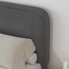 4 EVER WINNER King Size Bed Frame, Boucle Upholstered Bed Frame with Headboard, No Box Spring Required, Easy Assembly, Dark Gray