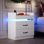 HOMBCK Wooden Nightstand with 2 Drawers, Space Saving Bedside Cabinet for Bedroom, Available in Single & 2 Pack, Small Storage Side Table for Compact RoomCAAX089-2DFloatingNS-GSET2