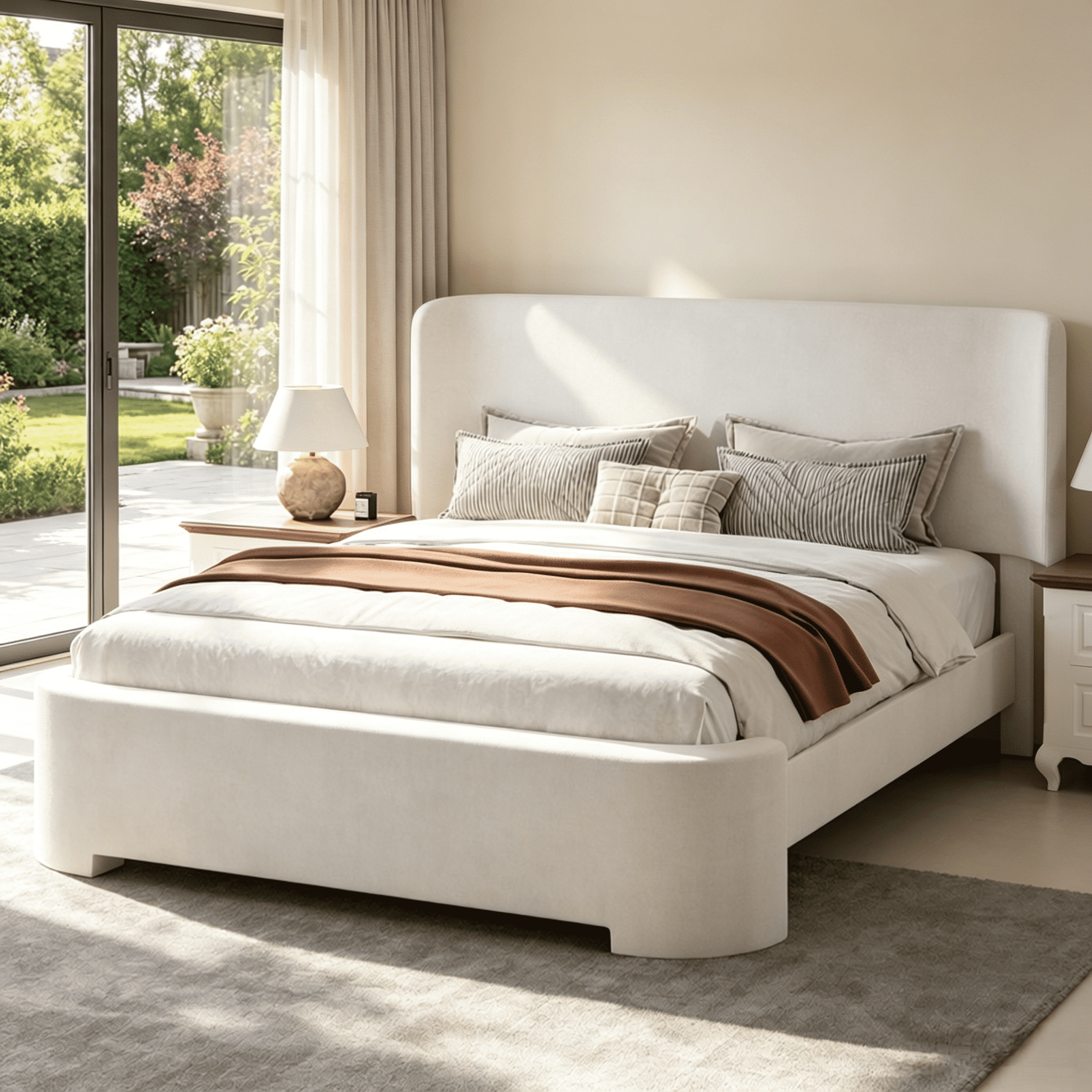 4 EVER WINNER Twin /Full/Queen/KIng Size Bed Frame, Upholstered Bed Frame with Headboard, No Box Spring Required, Easy AssemblyBEAX992-NWHX-BEAX992White-Queen