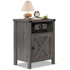 4 EVER WINNER Farmhouse Nightstand, End Table for Bedroom Living Room, Side Table, Grey Wash