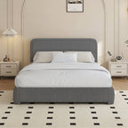 4 Ever Winner Full Size Boucle Upholstered Bed Frame with Headboard, Dark Gray