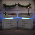 4 EVER WINNER Wooden Nightstand with 2 Drawers, Space Saving Bedside Cabinet for Bedroom, Available in Single & 2 Pack, Small Storage Side Table for Compact RoomCAAX089-2DFloatingNS-GSET2