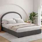 4 EVER WINNER Queen Size Bed Frame, Upholstered Bed Frame with Headboard, Modern Boucle Bed Frame, Grey