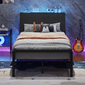 4 EVER WINNER Twin /Full/Queen/KIng Size Bed Frame, Upholstered Bed Frame with Headboard, No Box Spring Required, Easy AssemblyBEAX618-WoodMetalLED-BT
