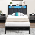 4 EVER WINNER Twin /Full/Queen/KIng Size Bed Frame, Upholstered Bed Frame with Headboard, No Box Spring Required, Easy AssemblyBEAX302-LEDXDRBZW-BT