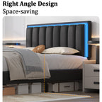 4 EVER WINNER Queen Black LED Upholstered Bed Frame, PU Soft Cushion Headboard, Stable Structure, No Box Spring Required, Quick Assembly for Home