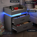 HOMBCK Wooden Nightstand with 2 Drawers, Space Saving Bedside Cabinet for Bedroom, Available in Single & 2 Pack, Small Storage Side Table for Compact RoomCAAX090-2026JAN-Grey1-CAAX090-A