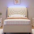 4 EVER WINNER Twin /Full/Queen/KIng Size Bed Frame, Upholstered Bed Frame with Headboard, No Box Spring Required, Easy AssemblyBEAX539-YBLED-WT