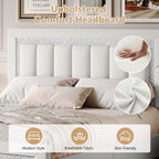 4 EVER WINNER Full Bed Frame, Velvet Upholstered Bed Frame with Diamond Headboard, White Full Size Bed Frame, White