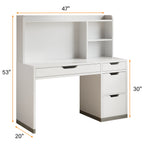 DreamCurship 48 inch Computer Desk with 4 File Drawers, Study Desk with Filing Cabinet and Storage, Home Office Desk for Work and Study, Writing Desk for Small Space, Brown