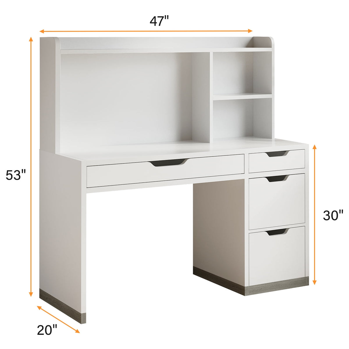 DreamCurship 48 inch Computer Desk with 4 File Drawers, Study Desk with Filing Cabinet and Storage, Home Office Desk for Work and Study, Writing Desk for Small Space, Brown