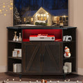 4 EVER WINNER Farmhouse Buffet Cabinet, kitchen cabinet with Storage, Large Storage Cabinet with 4 Doors &2 Drawers, Coffee Bar Cabinet with Adjustable Shelves for Kitchen, Dining Room, BlackCAAX026-31DSG-Brown and Black-ZYCA026