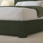 4 EVER WINNER Queen Size Bed Frame, Boucle Upholstered Bed Frame with Headboard, No Box Spring Required, Easy Assembly, Green