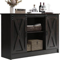4 EVER WINNER Buffet Sideboard Cabinet, 42¡± Farmhouse Coffee Bar Cabinet with Sliding Barn Doors, Kitchen Buffet Storage Cabinet with Adjutable Shelves, Espresso