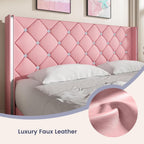 DreamCurship King Size Bed Frame, Pink King Bed Frame with Headboard and Footboard, Modern Upholstered Bed Frame, Pink