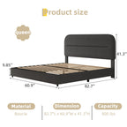 4 Ever Winner Queen Size Boucle Bed Frame with Headboard, Upholstered Platform Bed with Wood Slats, Soft Rounded Corners, No Box Spring Required, Non-Slip and Noise-Free, Easy Assembly, Grey