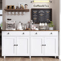 4 EVER WINNER Farmhouse Buffet Cabinet, kitchen cabinet with Storage, Large Storage Cabinet with 4 Doors &2 Drawers, Coffee Bar Cabinet with Adjustable Shelves for Kitchen, Dining Room, BlackKD0034-ZSJF-KD0034-White-4Door