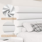 4 Ever Winner Twin Size Platform Bed Frame with Velvet Upholstered Headboard and Wooden Slats Support, Fully Upholstered Mattress Foundation, Noise-Free, No Box Spring Needed, Easy Assembly, White